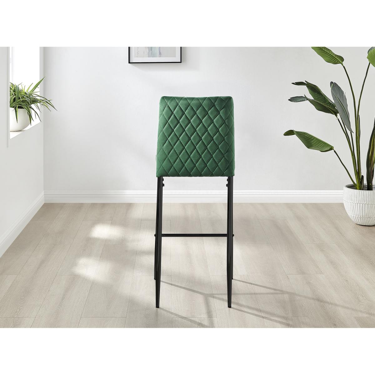 2x Modern Milan Velvet Bar Stools with Black Legs - Green – image 4