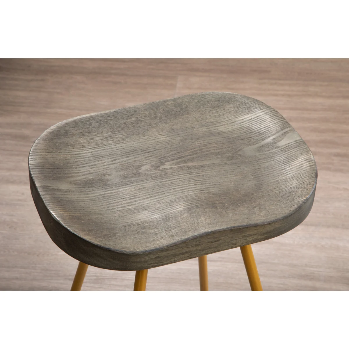 District Elm Wood Bar Stool With Metal Legs - Gold – image 3