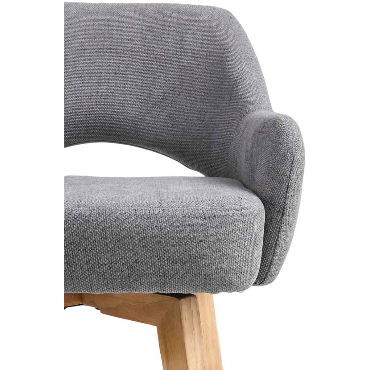 Set of 2 Swivel Chenille Upholstered Bar Stools Wooden Legs - Grey – image 7