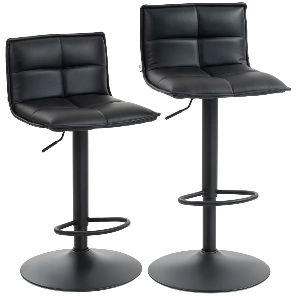Miha Set of 2 Black Faux Leather Modern Bar Stools – image 4