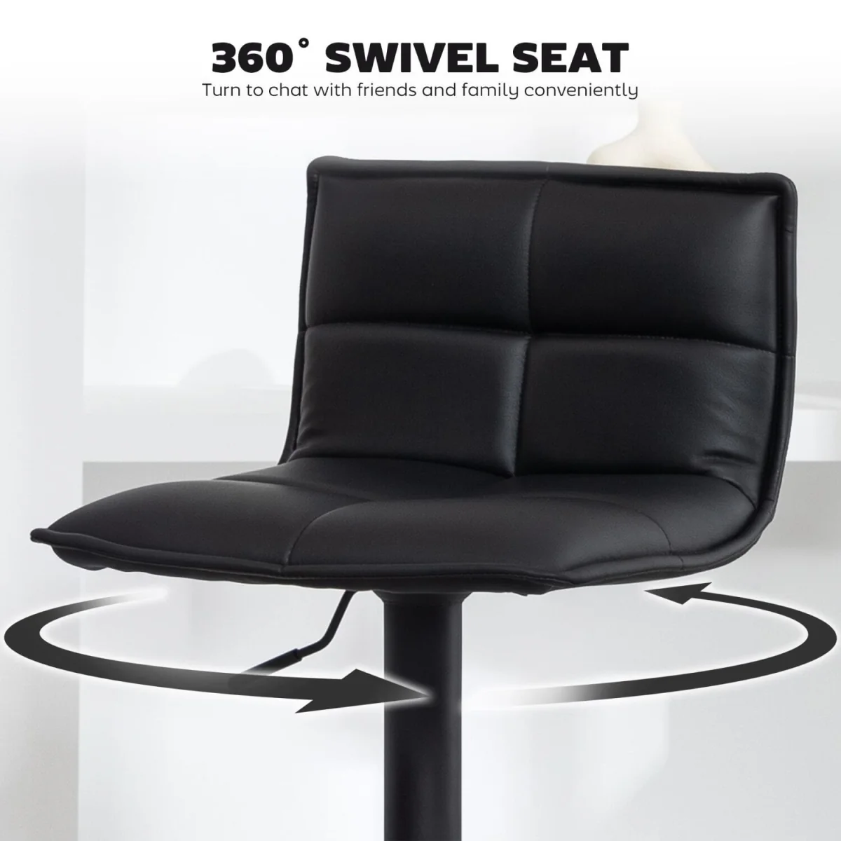 Miha Set of 2 Black Faux Leather Modern Bar Stools – image 9