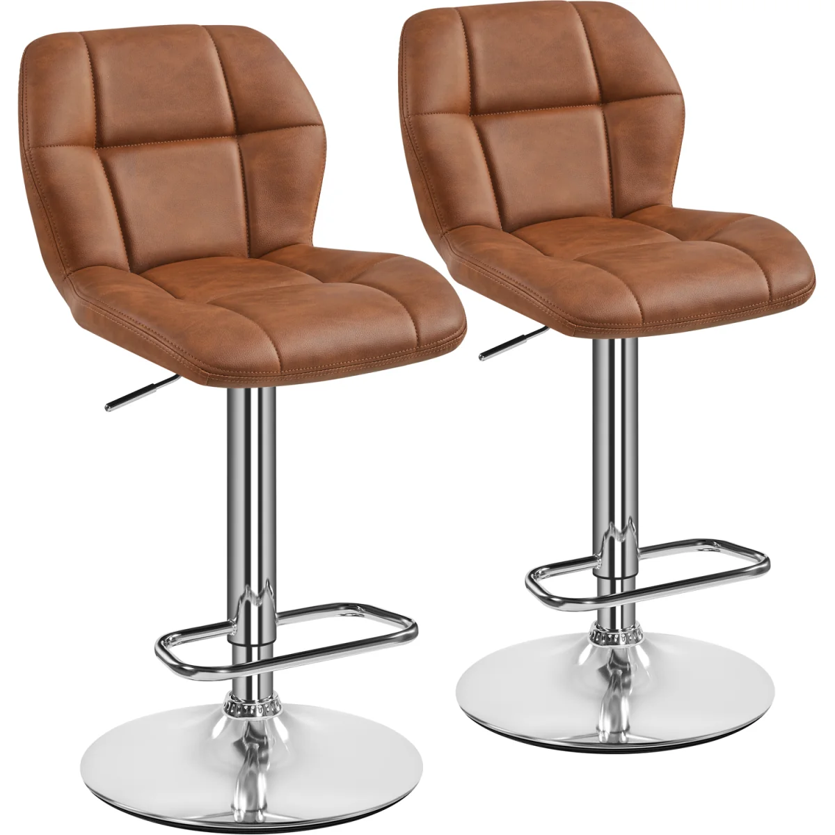 Yaheetech Adjustable-Height Swivel Bar Stools - Retro Brown – image 2