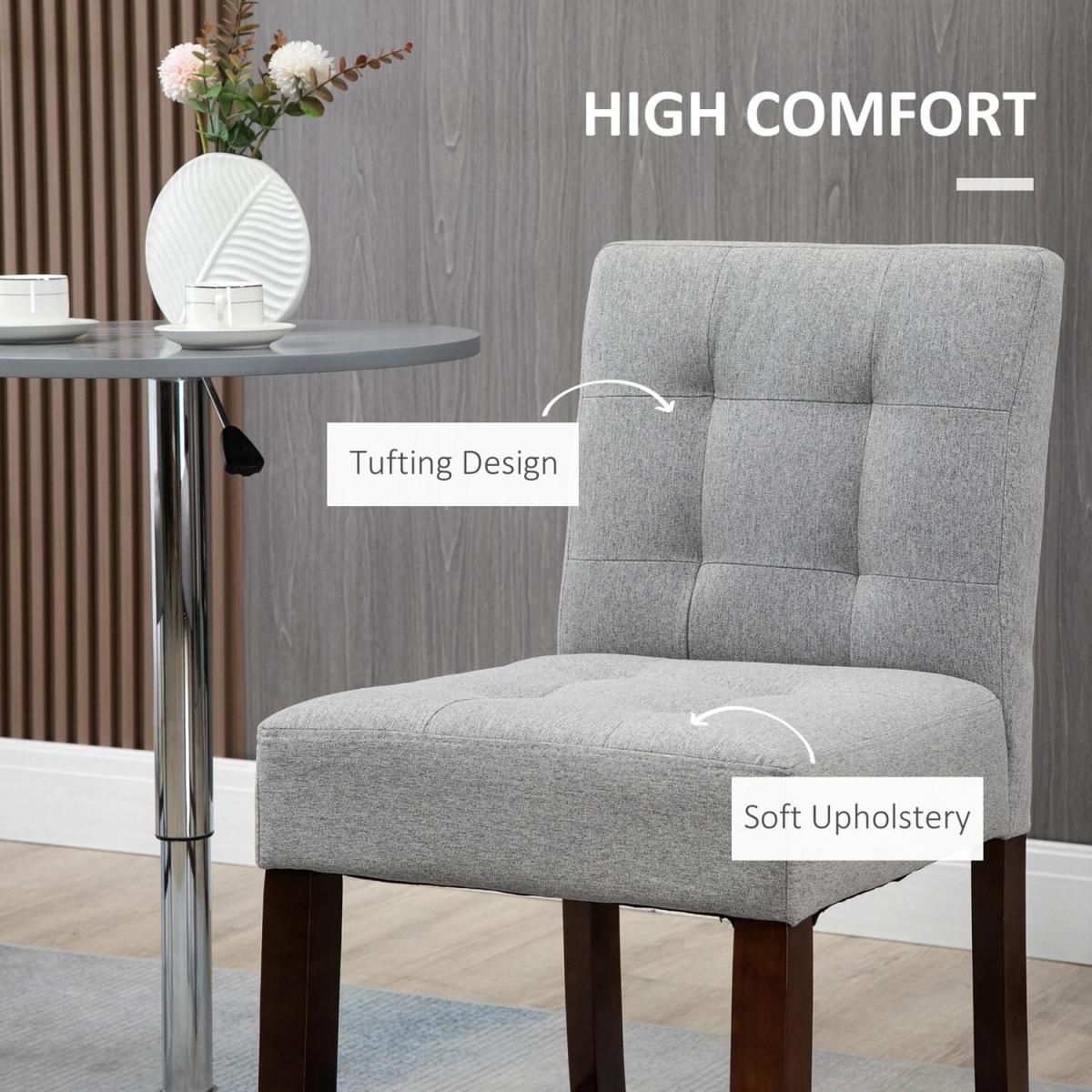 Bar Stools Set of 2, Kitchen Stool with Tufted Back for Dining Room - Grey – image 4