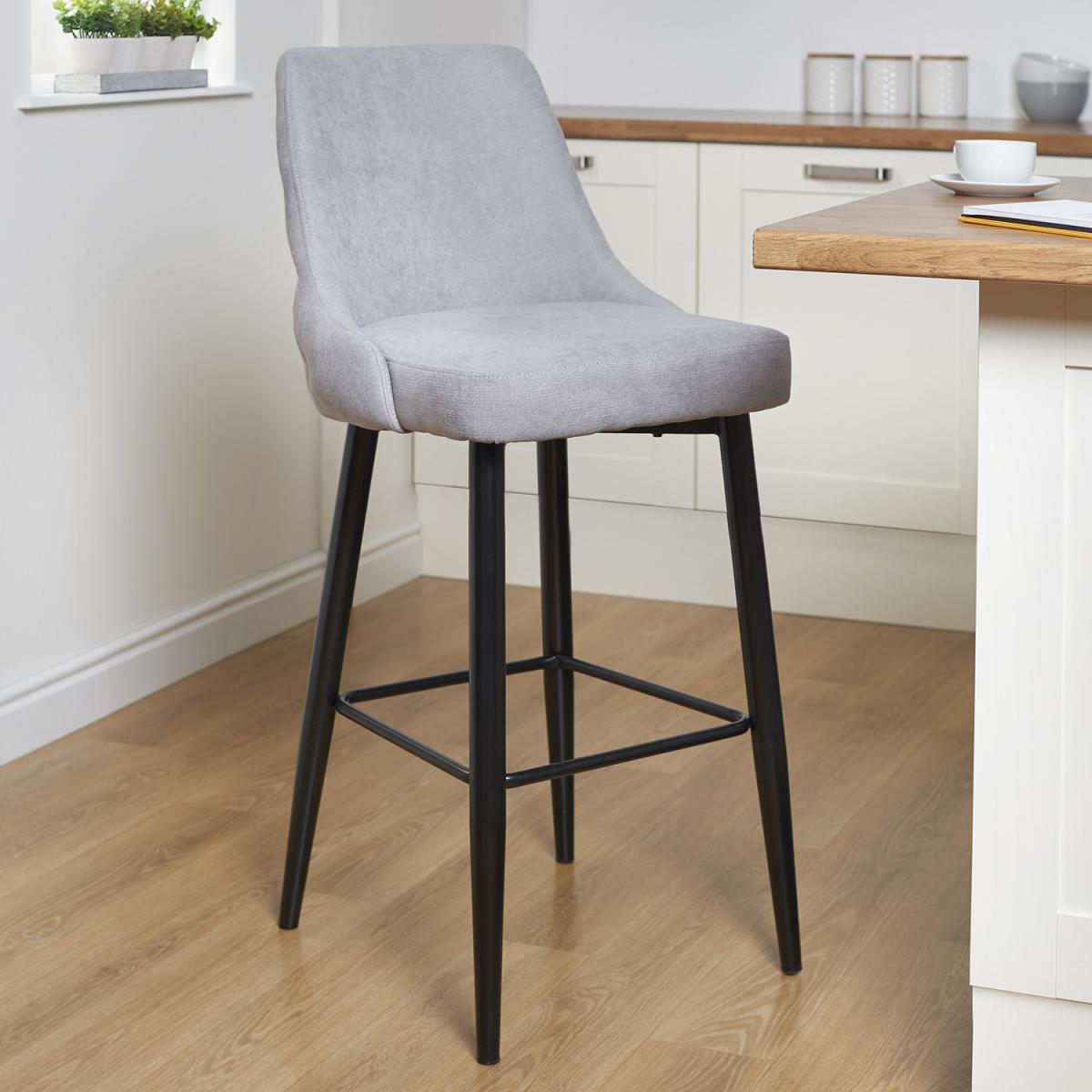 Paige Natural Button Back Bar Stool - Grey – image 2