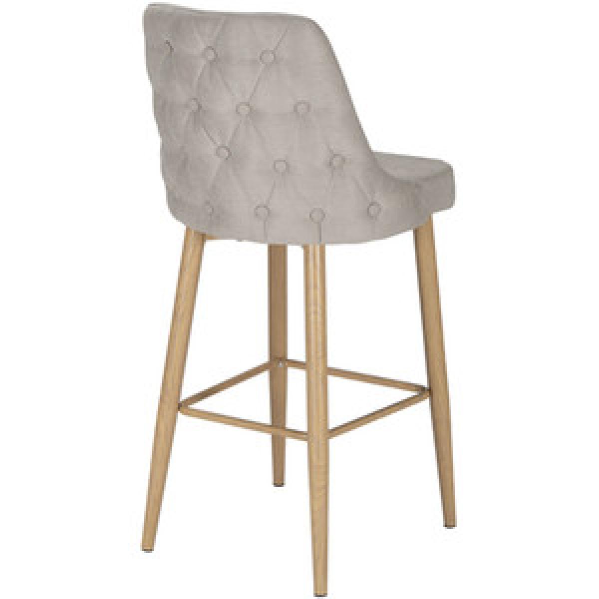 Paige Natural Button Back Bar Stool - Grey – image 14
