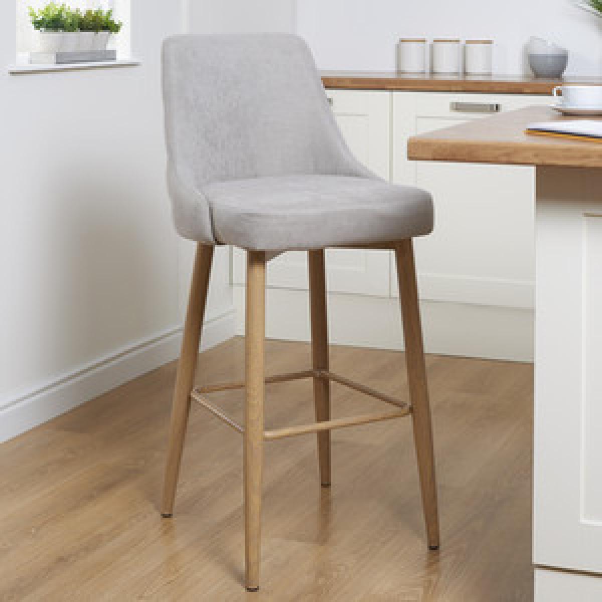 Paige Natural Button Back Bar Stool - Grey – image 10