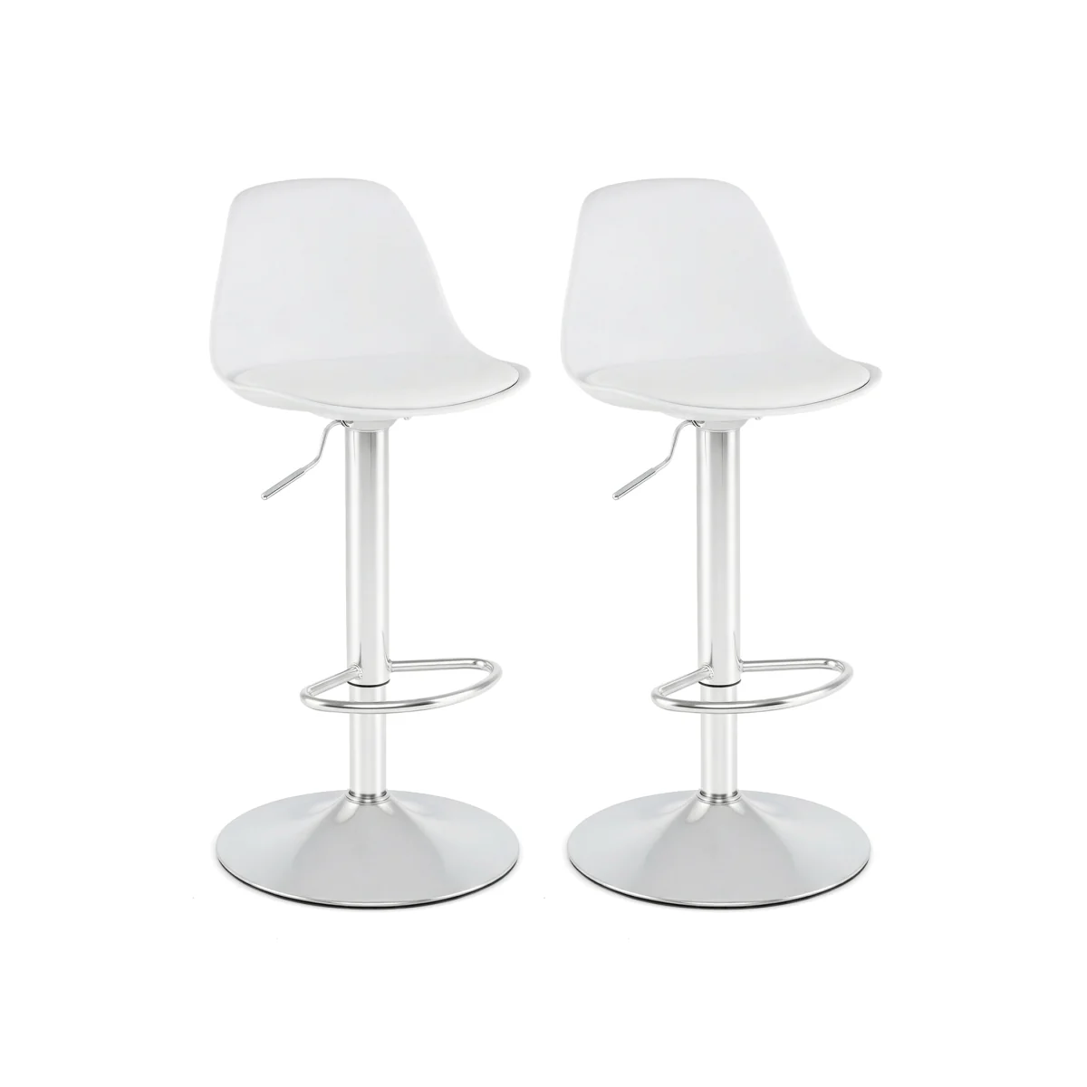 Set of 2 Upholstered Counter Height Chairs - White – image 1