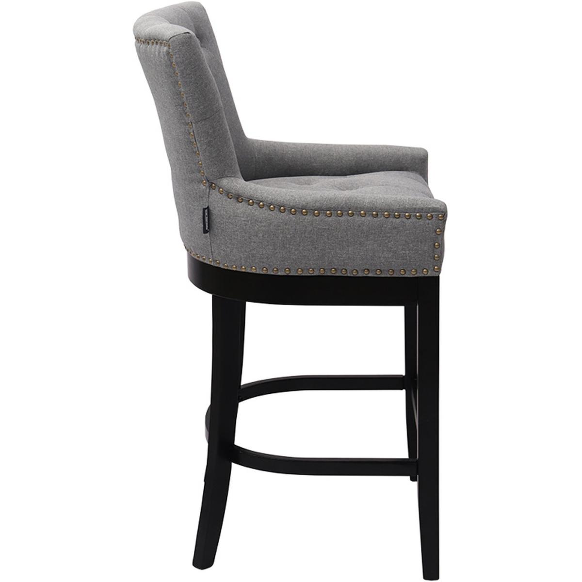 Cotton Linen Modern Bar Stool  - Light Grey – image 2