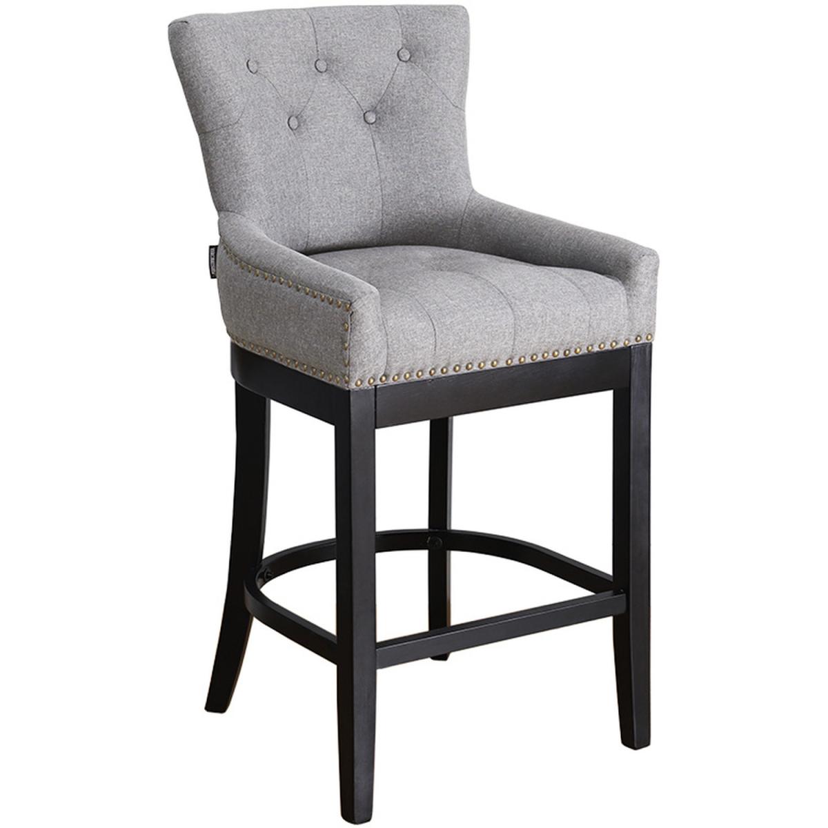 Cotton Linen Modern Bar Stool  - Light Grey – image 5
