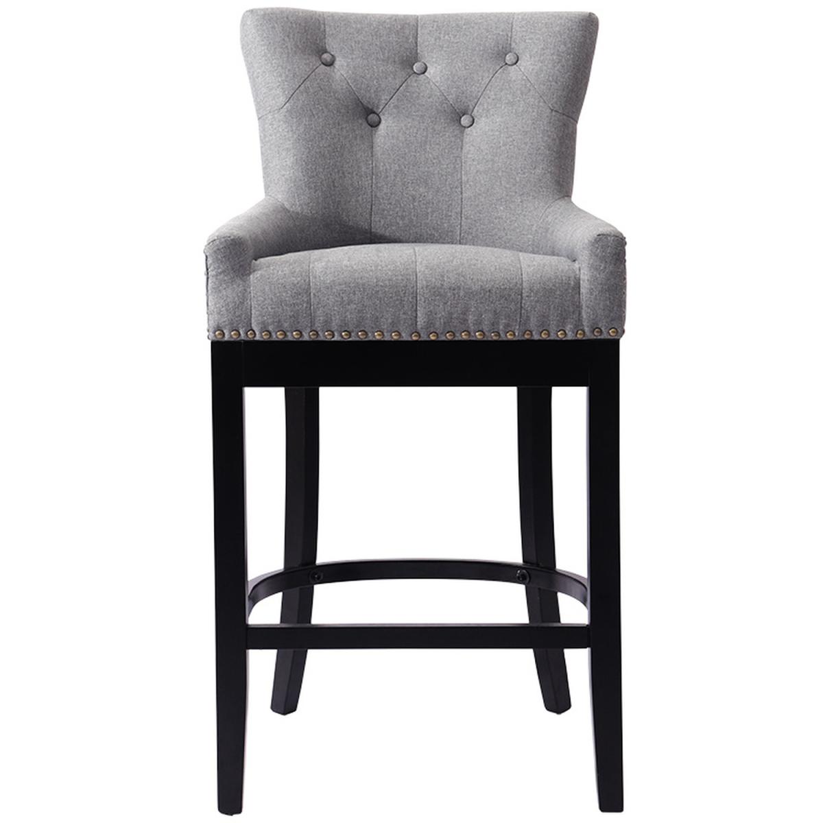 Cotton Linen Modern Bar Stool  - Light Grey – image 6