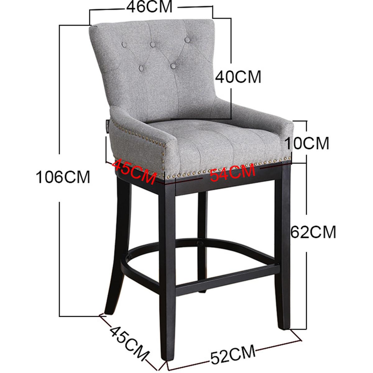 Cotton Linen Modern Bar Stool  - Light Grey – image 8