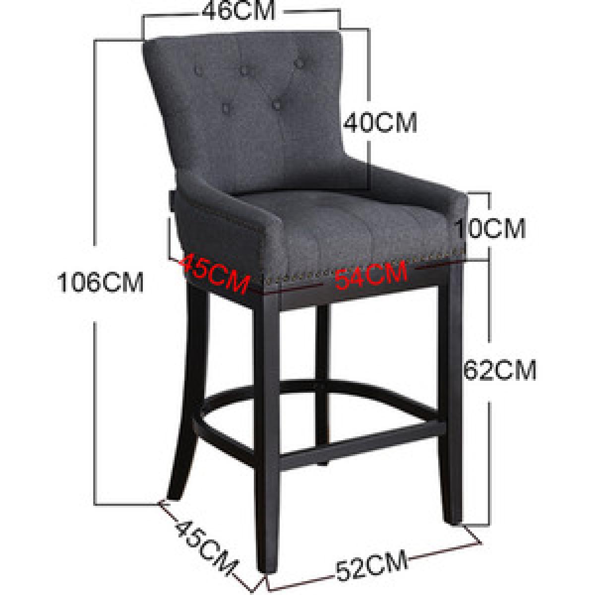 Cotton Linen Modern Bar Stool  - Light Grey – image 9