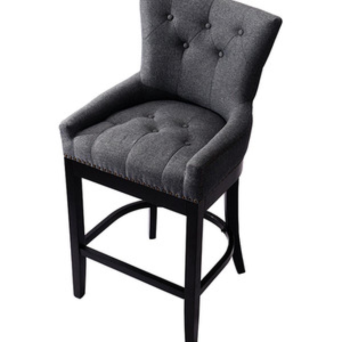 Cotton Linen Modern Bar Stool  - Light Grey – image 10