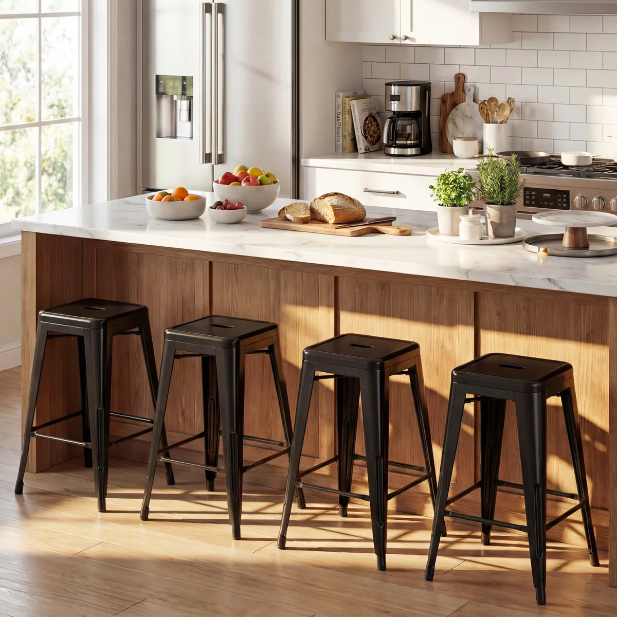 Set of 4 Counter Height Barstools - Black – image 5