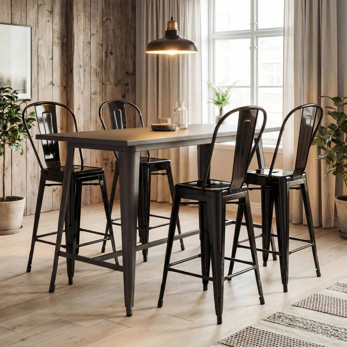 Set of 4 Counter Height Barstools - Black – image 6