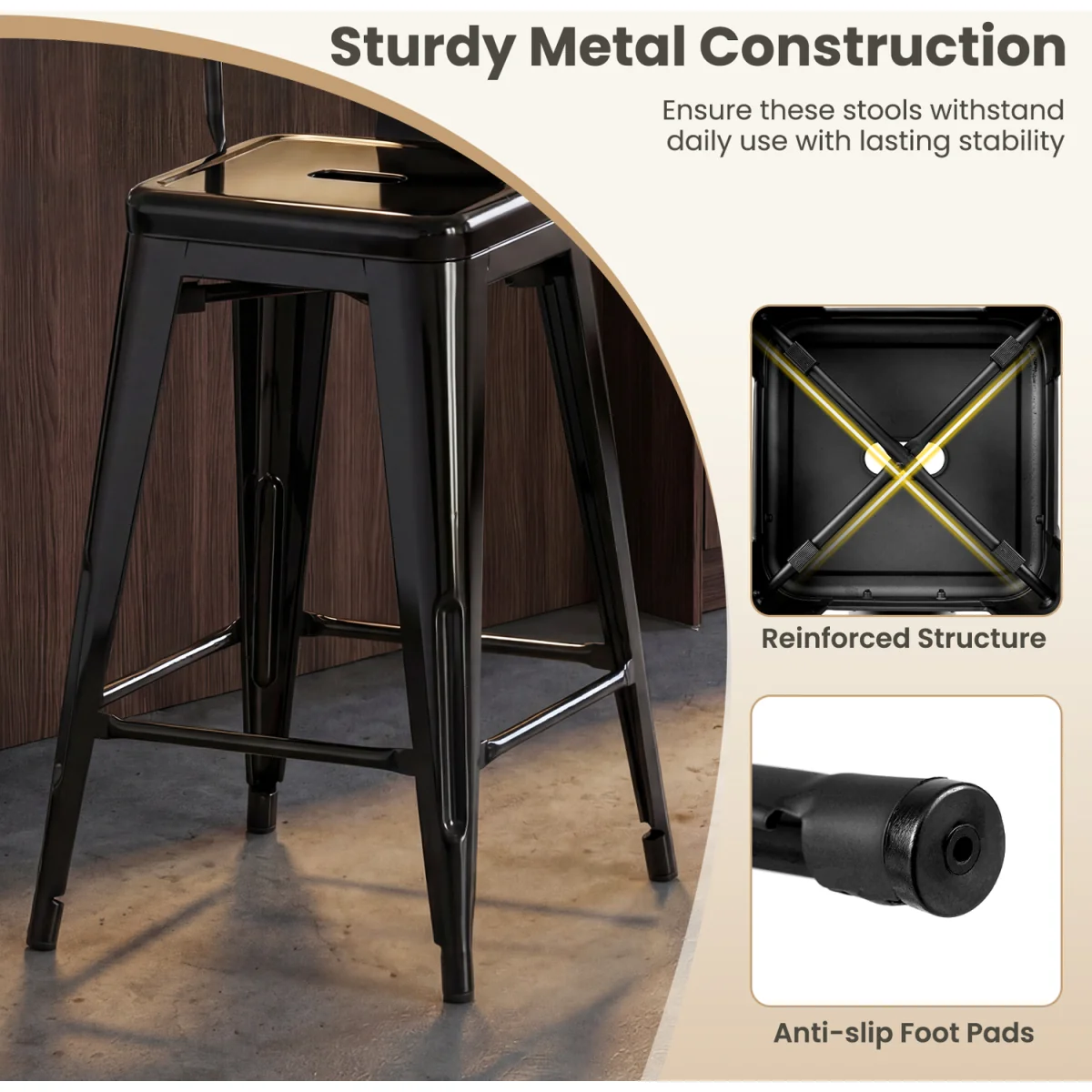 Set of 4 Counter Height Barstools - Black – image 7