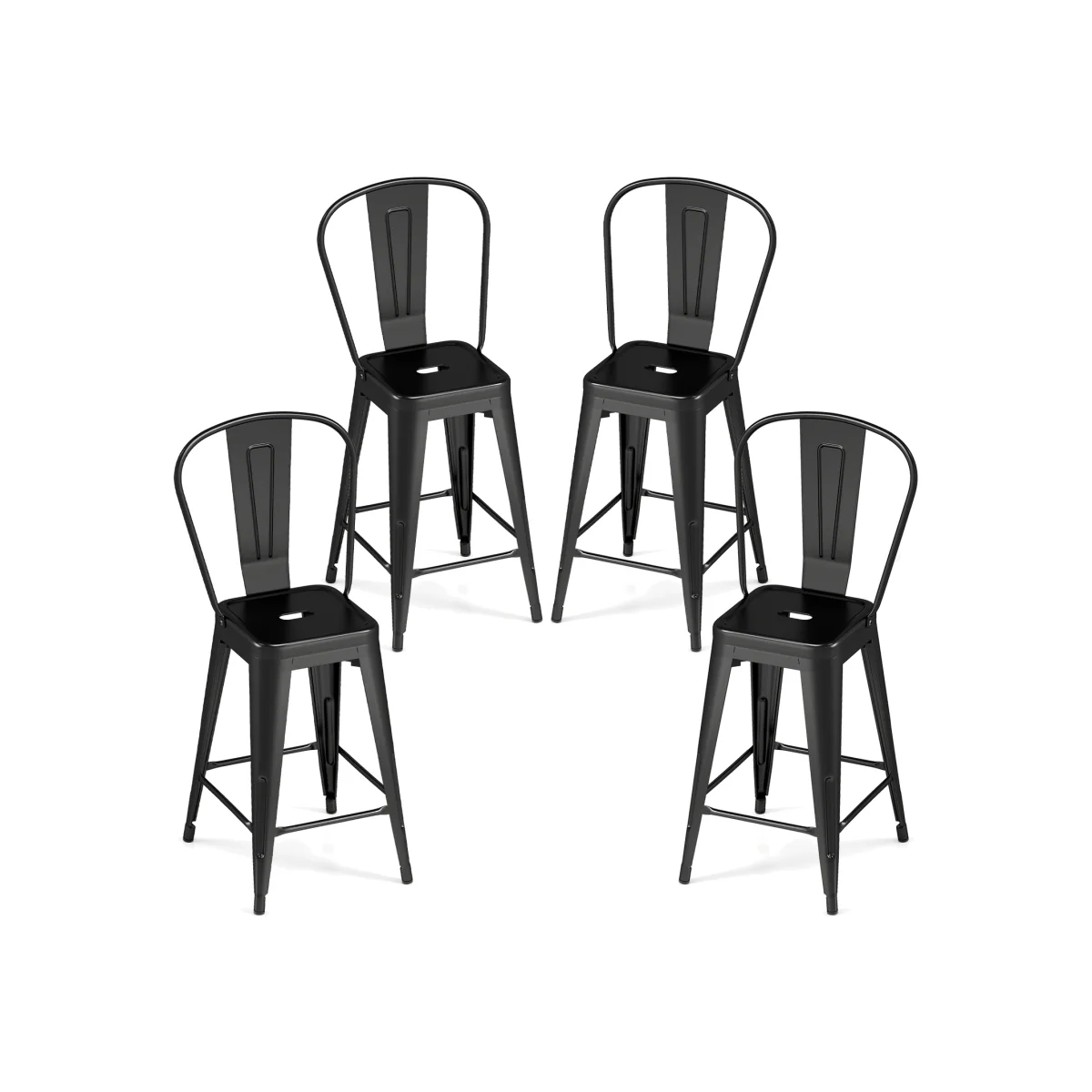 Set of 4 Counter Height Barstools - Black – image 1