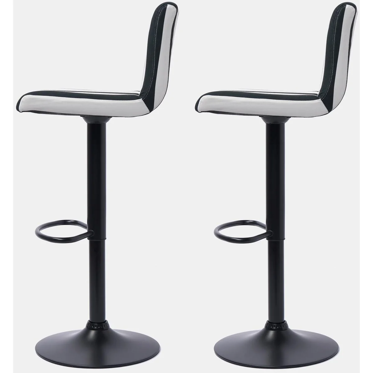 Set of 2 Adjustable Striped Velvet Bar Stools - Navy – image 3