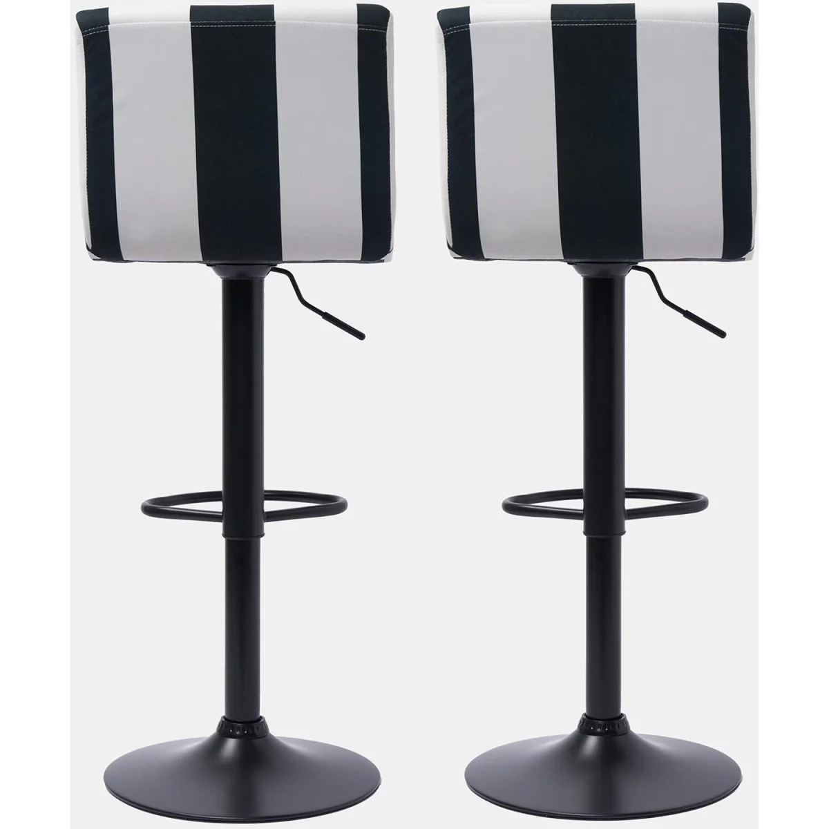 Set of 2 Adjustable Striped Velvet Bar Stools - Navy – image 4