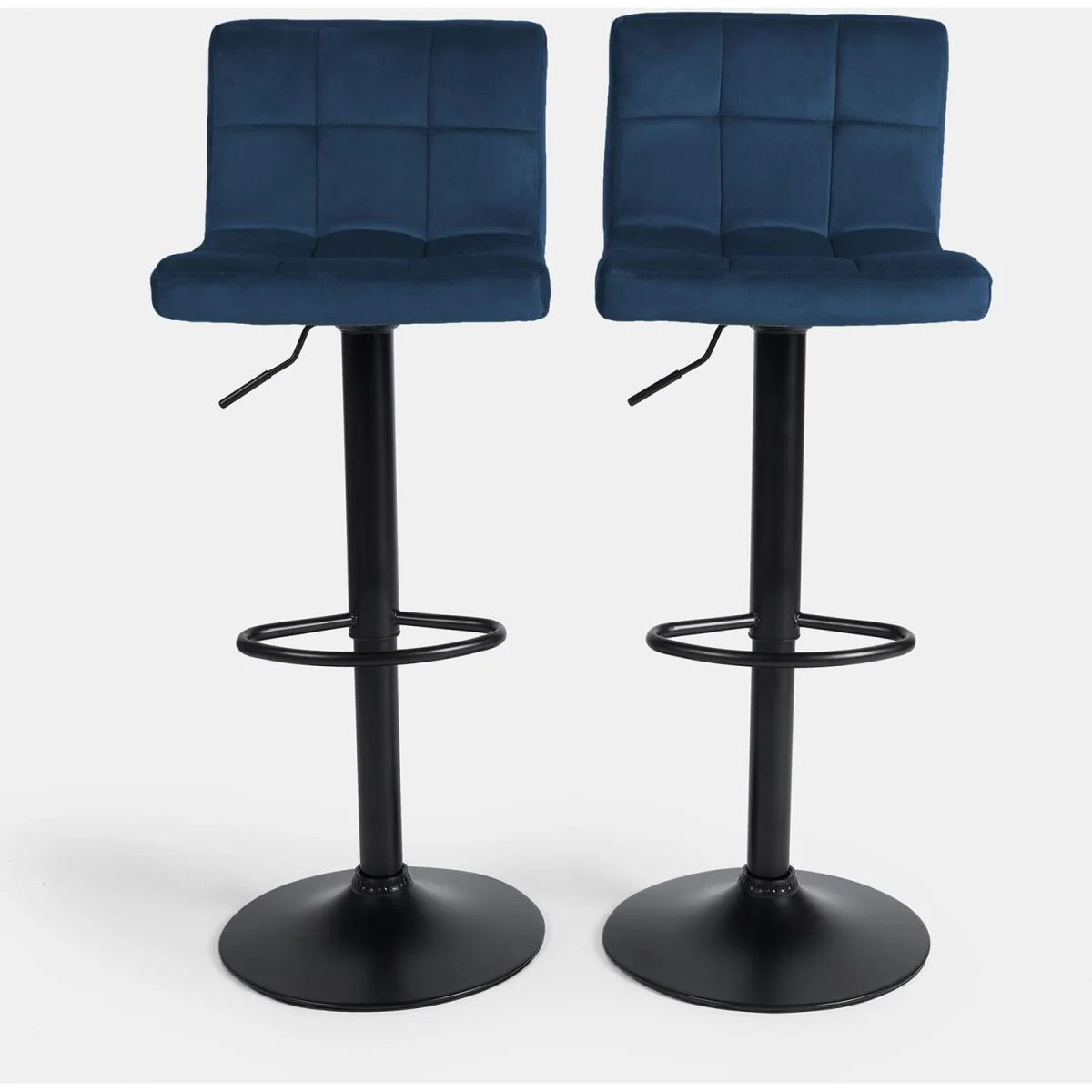 Set of 2 Adjustable Striped Velvet Bar Stools - Navy – image 8