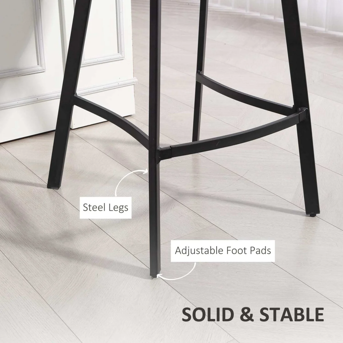 Nora Set of 2 Grey Faux Leather Dining Bar Stools with Back and Foot Support – image 2