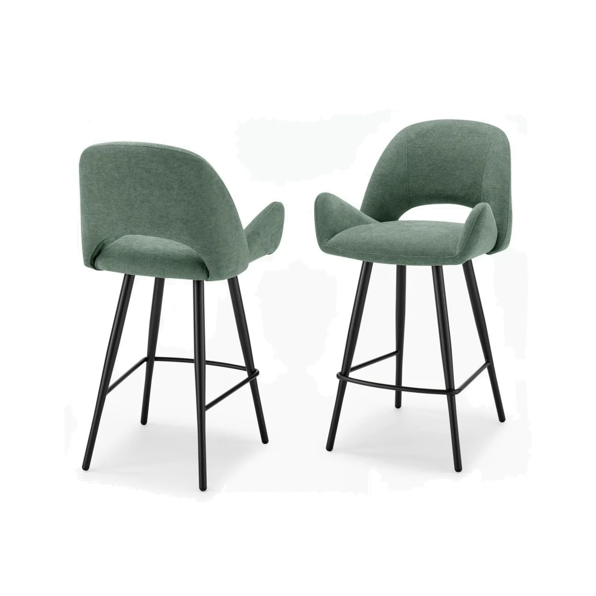 2x Layla Green Fabric Bar Chairs - Green – image 1