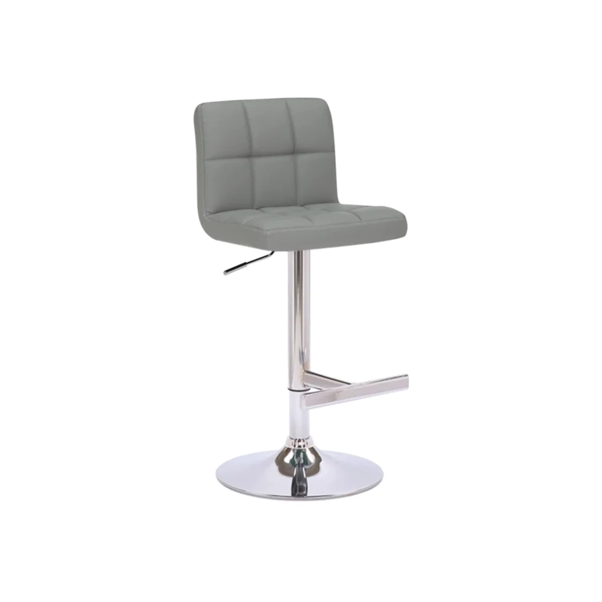 Lamboro Allegro Adjustable Swivel Bar Stool, Faux Leather, Gas Lift, Chrome Base - Slate Grey
