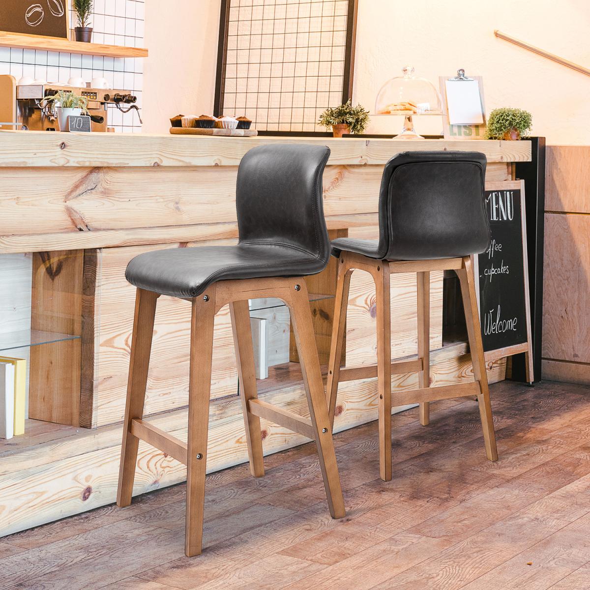 93cm Faux Leather Bar Stools - Brown – image 2