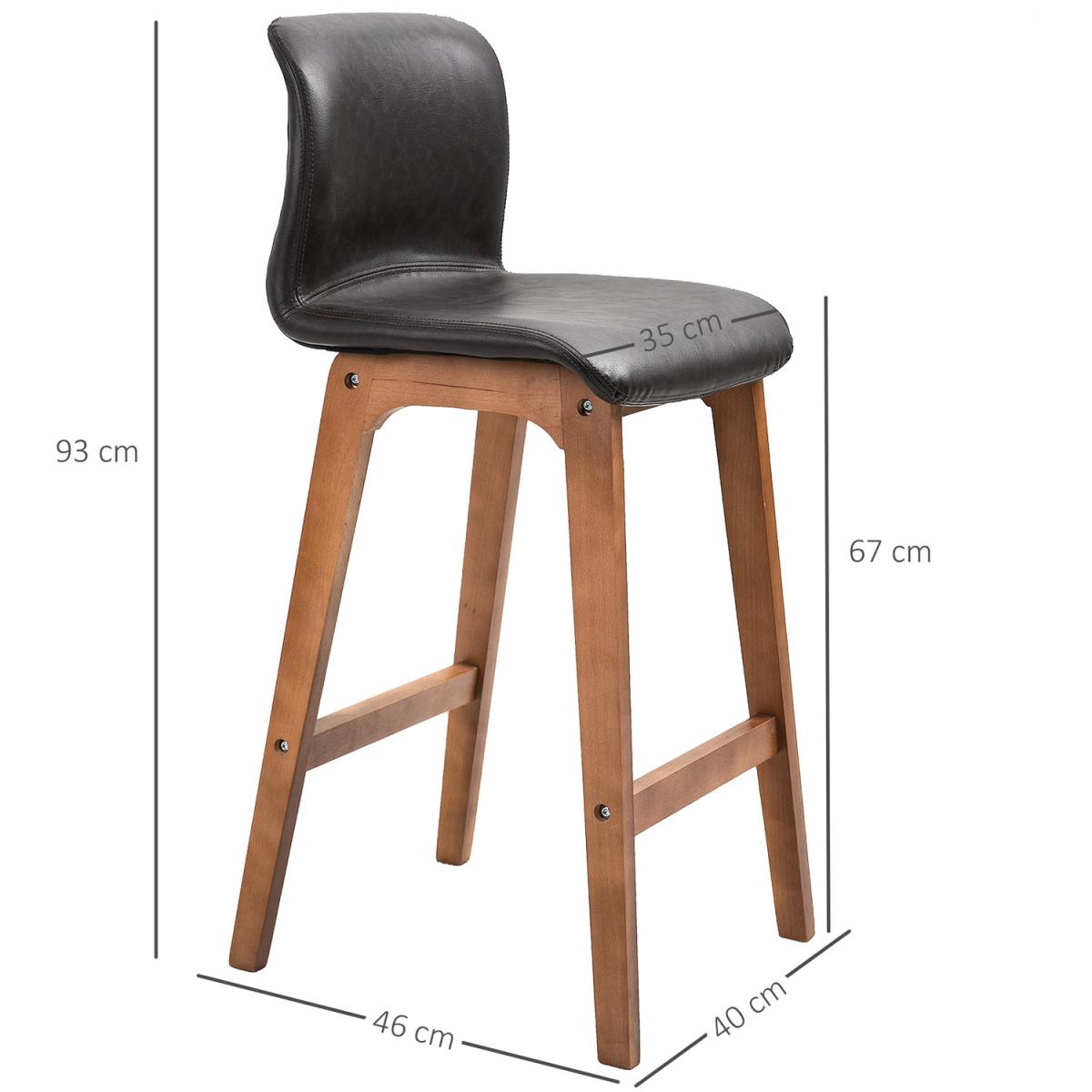 93cm Faux Leather Bar Stools - Brown – image 3