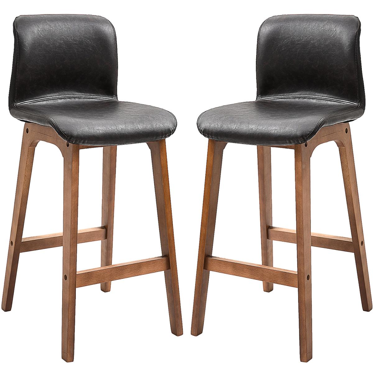 93cm Faux Leather Bar Stools - Brown – image 4