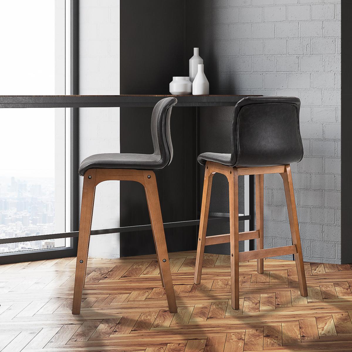 93cm Faux Leather Bar Stools - Brown – image 9