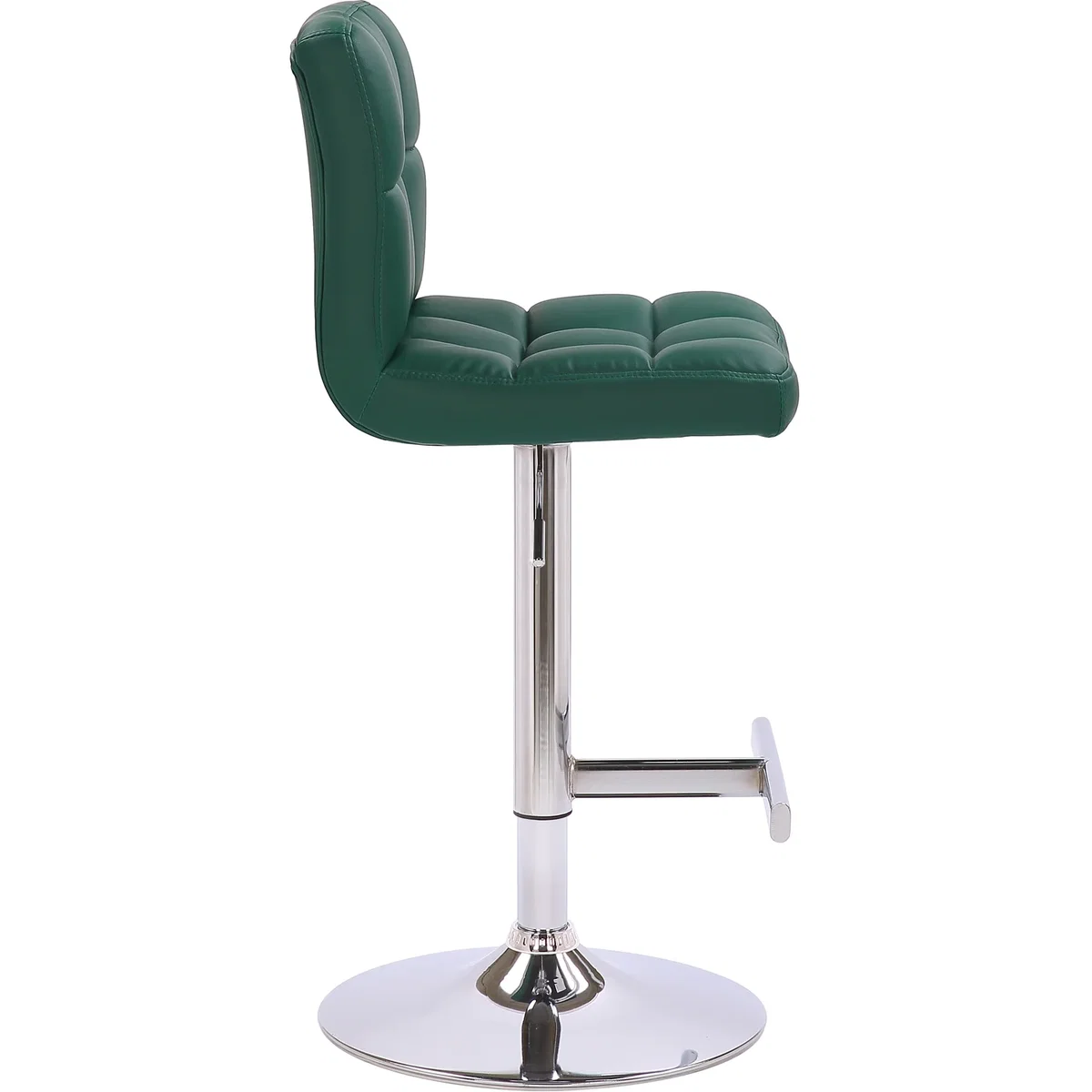 Lamboro Allegro Adjustable Swivel Bar Stool, Faux Leather, Gas Lift, Chrome Base - Green – image 2