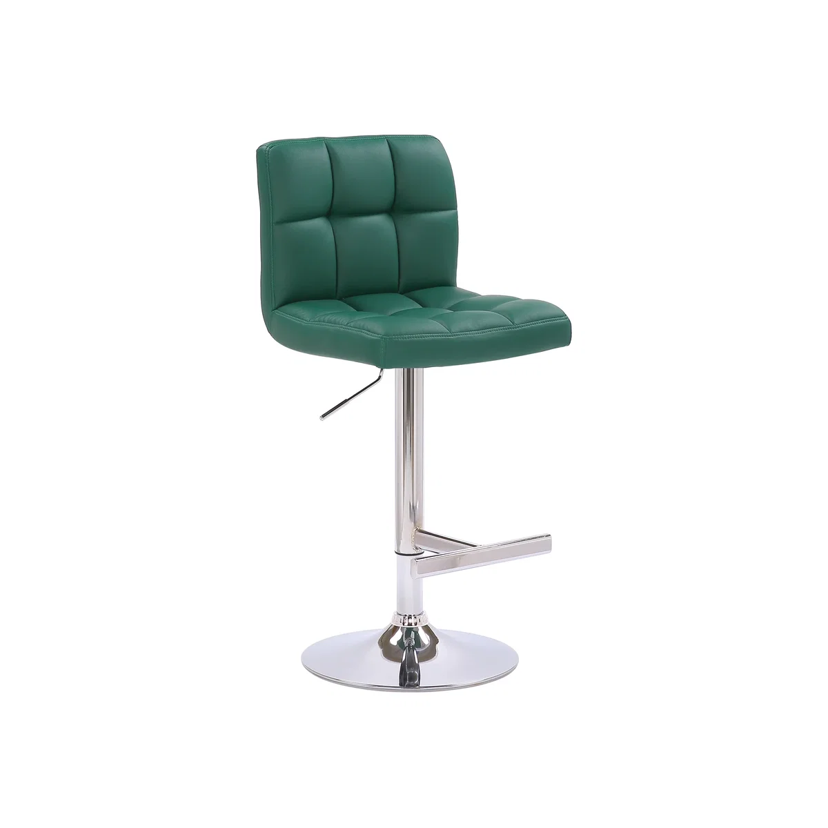 Lamboro Allegro Adjustable Swivel Bar Stool, Faux Leather, Gas Lift, Chrome Base - Green – image 1