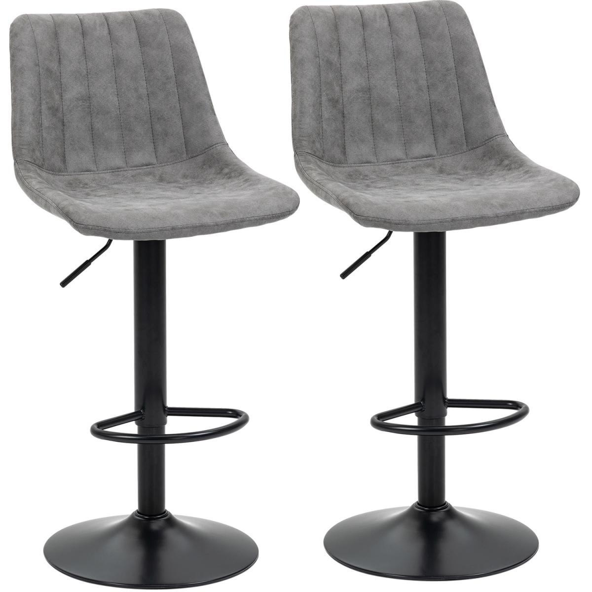 Set Of 2 Microfiber Retro Tub Bar Stools - Grey – image 7