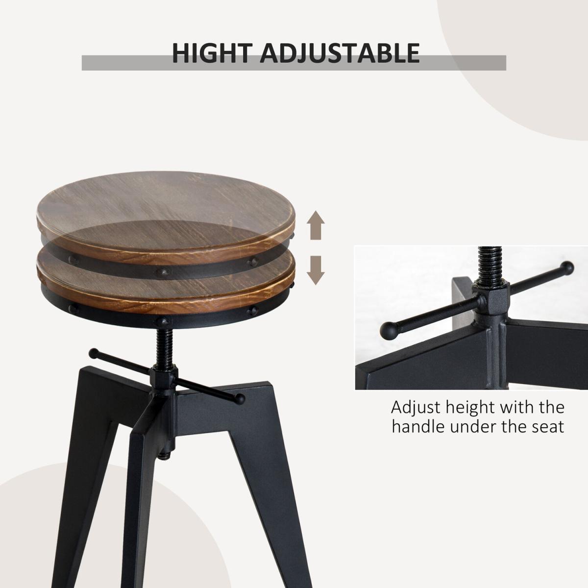 Bar Stool Swivel Chair  - Brown, Black – image 5
