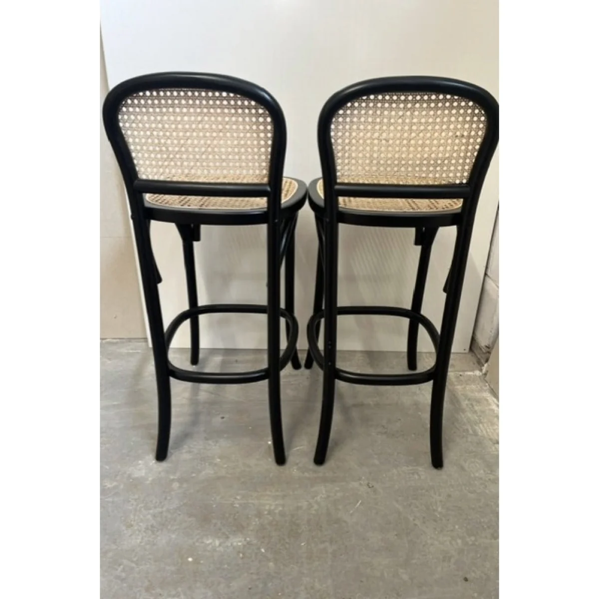 Set of 2 Chez Pitou Wood & Woven Cane Bar Stools in Black - SECONDS – image 10