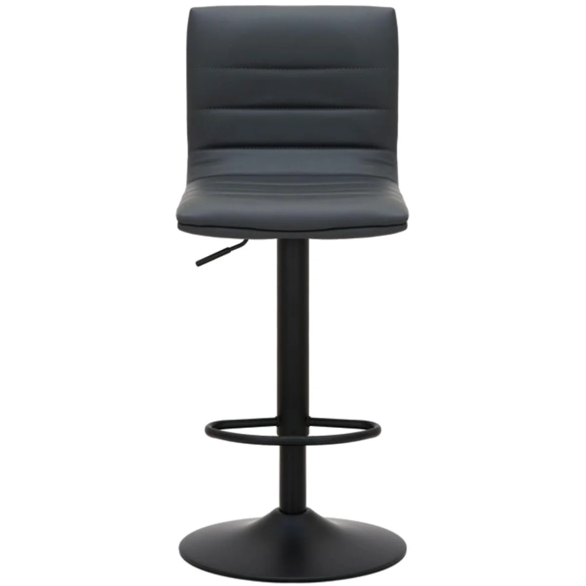 Aldo Black Bar Stool - Adjustable Height Kitchen Stool with Faux Leather Seat - Black – image 2