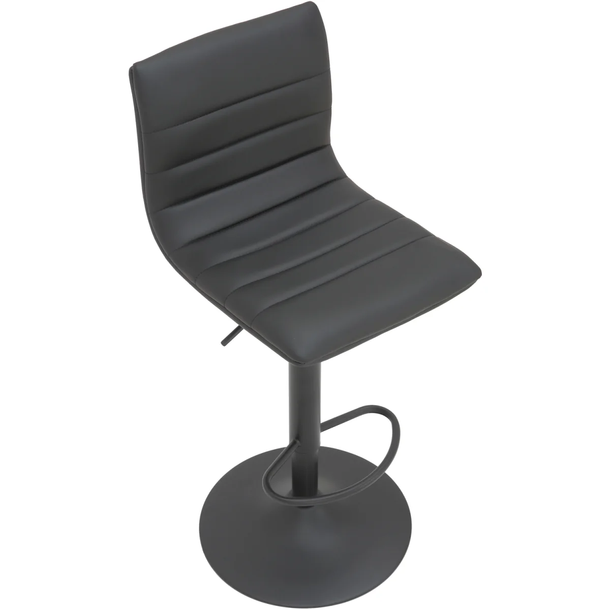 Aldo Black Bar Stool - Adjustable Height Kitchen Stool with Faux Leather Seat - Black – image 5