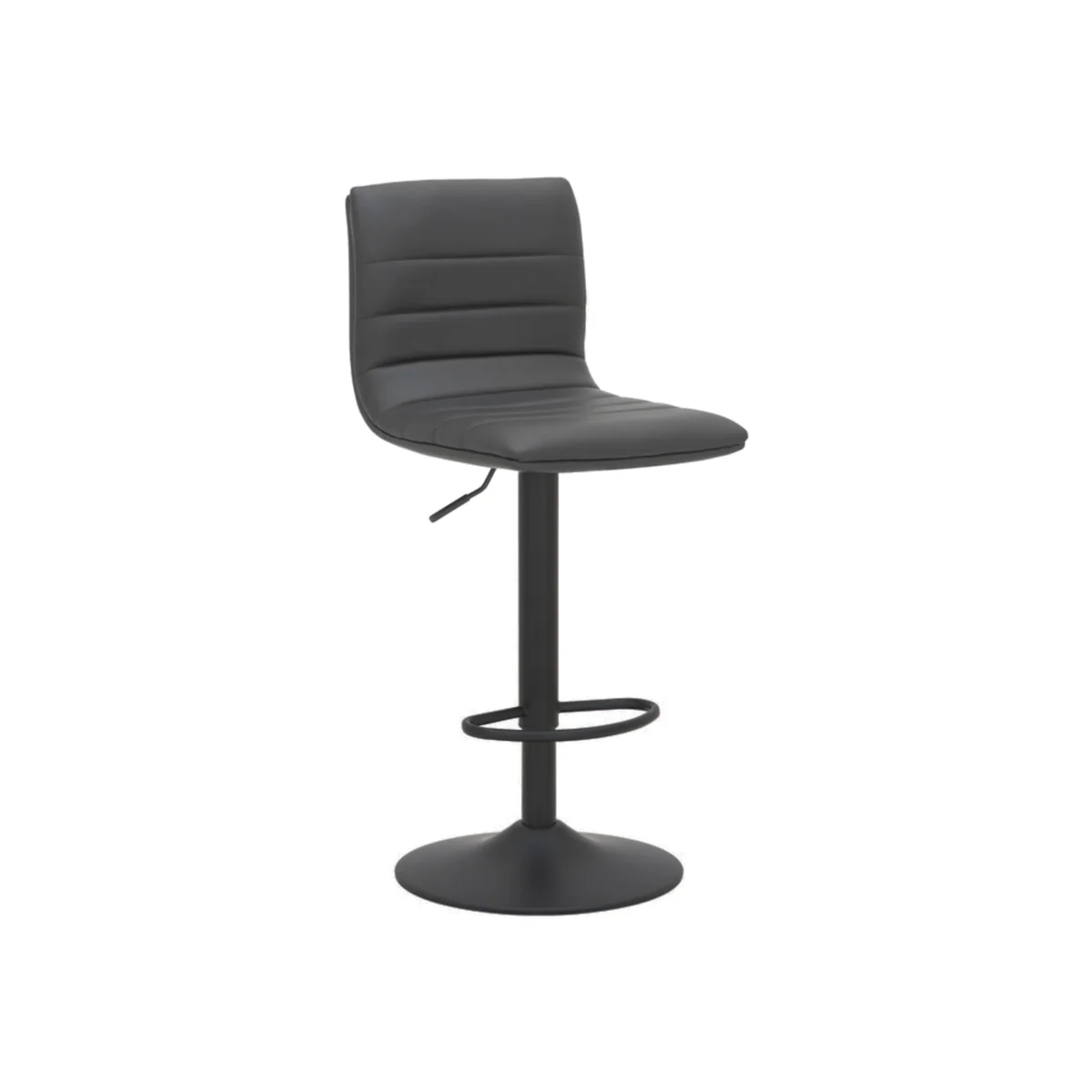 Aldo Black Bar Stool - Adjustable Height Kitchen Stool with Faux Leather Seat - Black – image 1