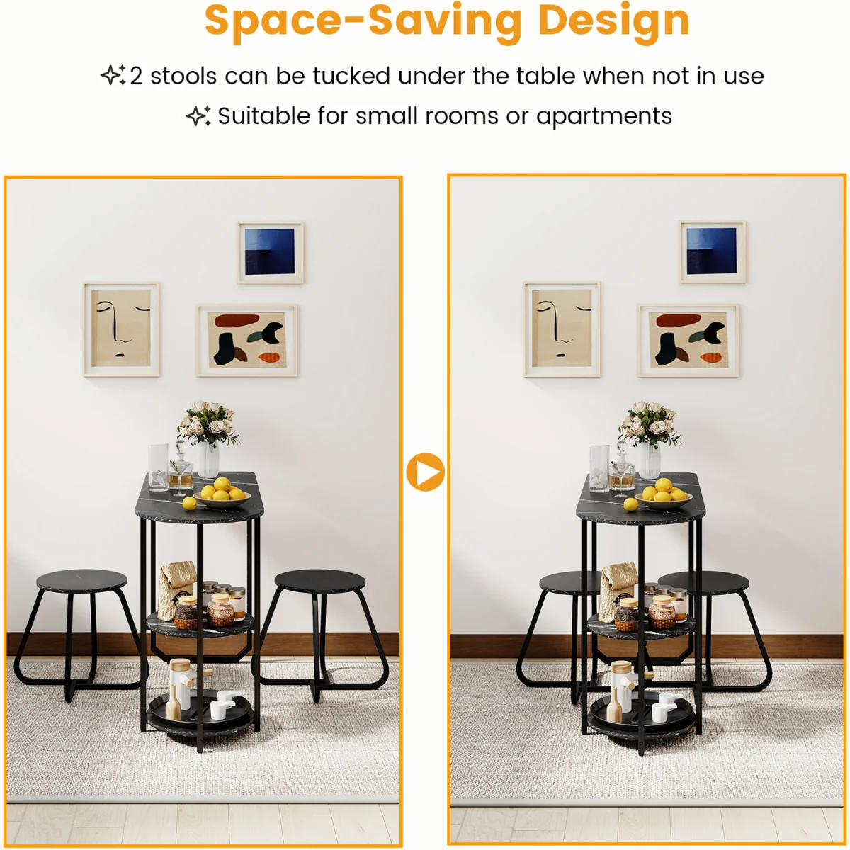 3 Piece Table and Bar Stool Set – image 5