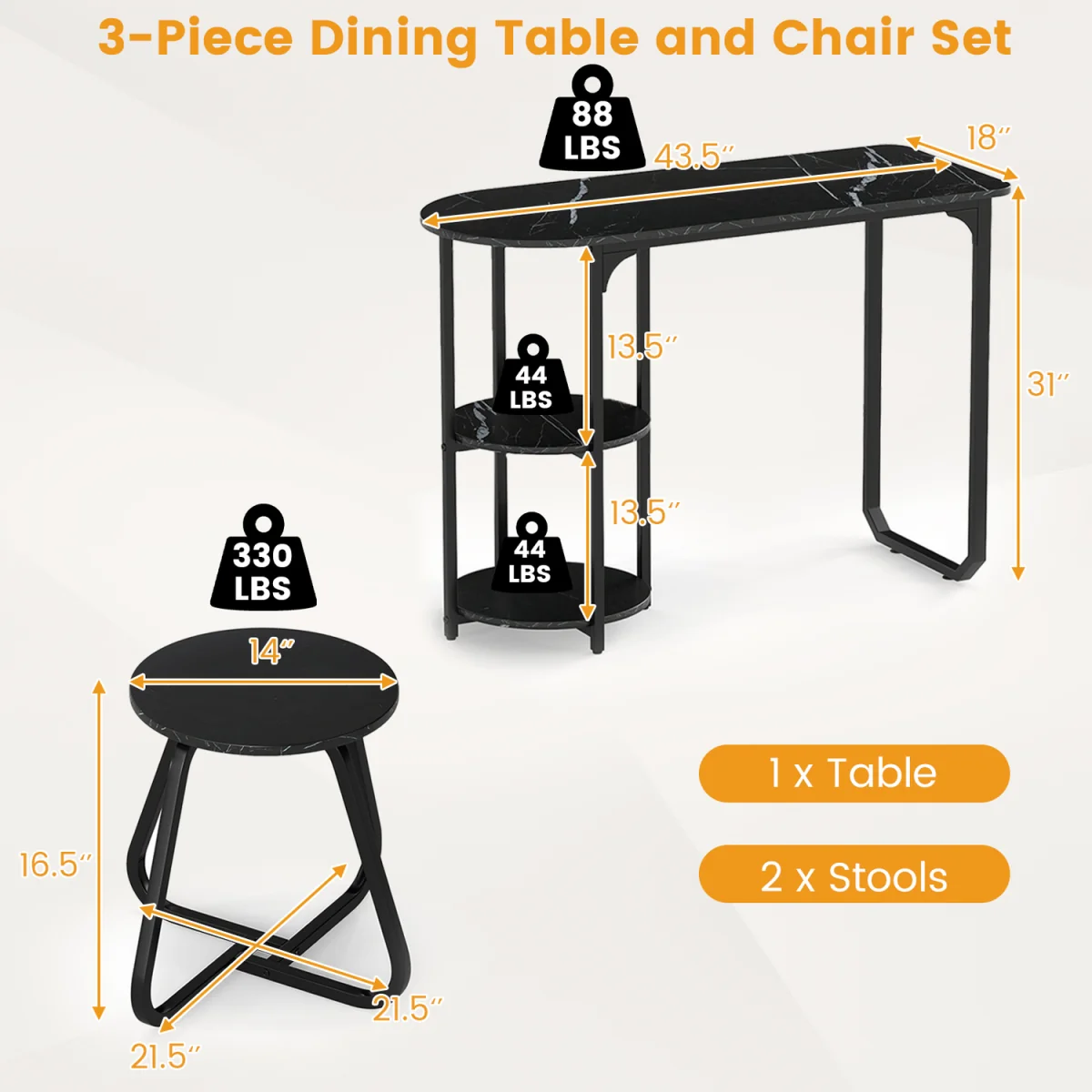 3 Piece Table and Bar Stool Set – image 8