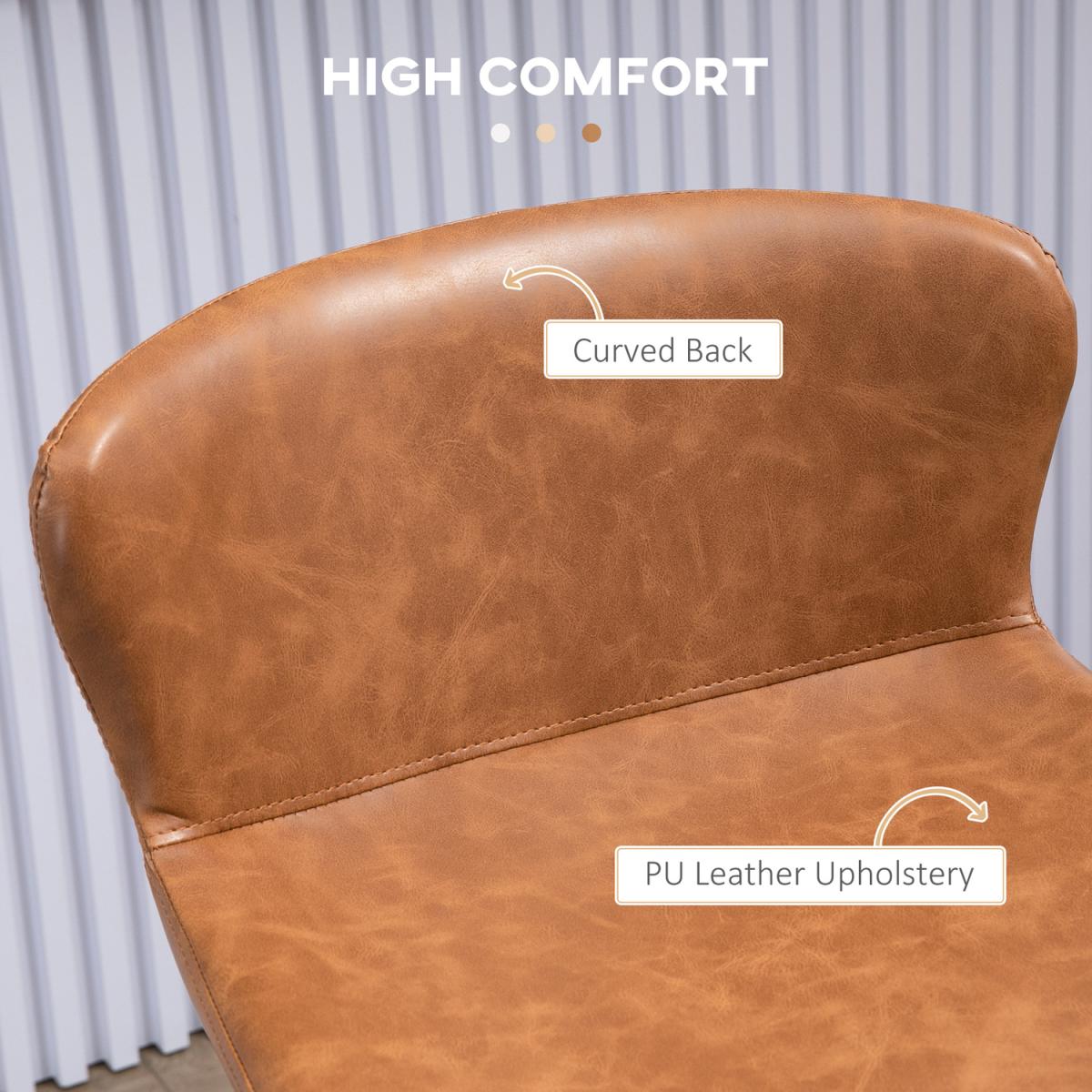 Upholstered Bar Stools Set of 2, Bar Chairs with Backrest - Brown – image 5