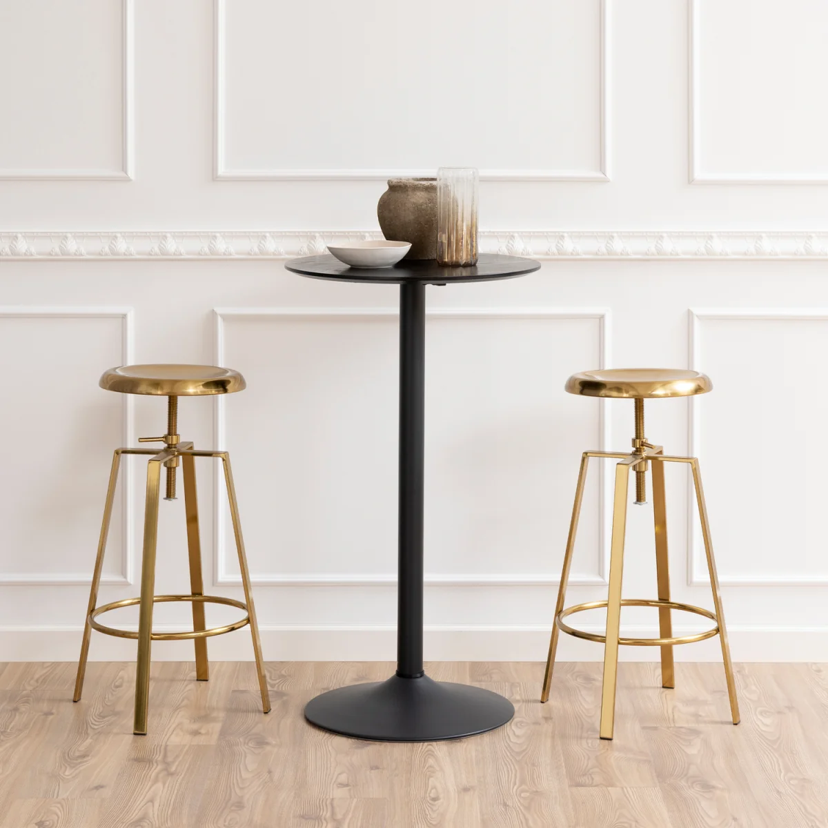 Goose Bar Stool Without Back in Gold Brushed Steel With Adjustable Height - Gold – image 6
