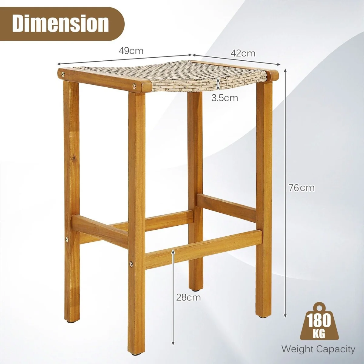 Pack of 2 High Patio Bar Stools – image 5