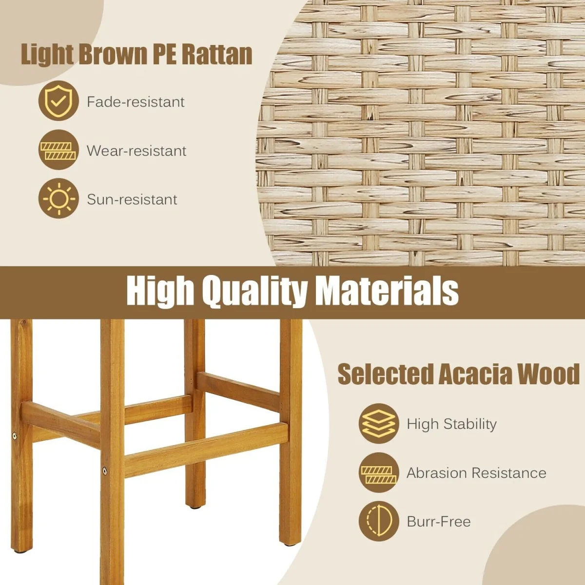 Pack of 2 High Patio Bar Stools – image 7