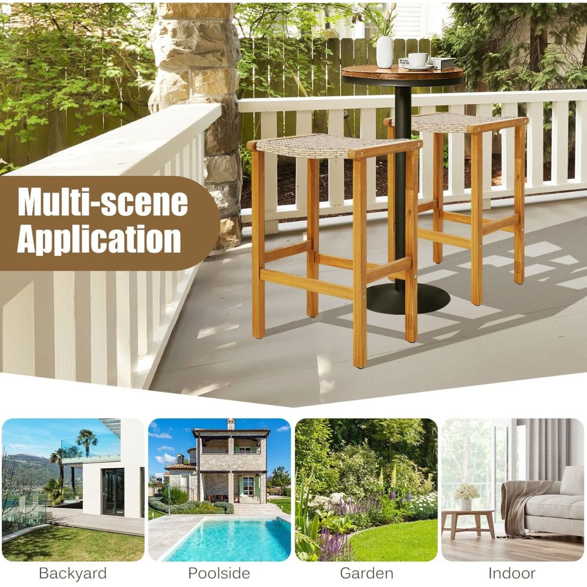 Pack of 2 High Patio Bar Stools – image 9
