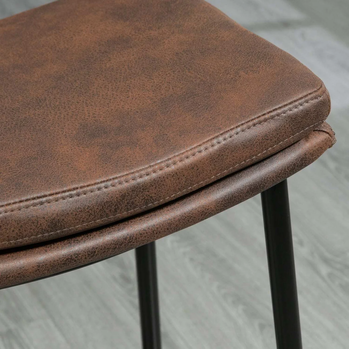 Noveha Microfiber Brown Industrial Breakfast Bar Stools Set Of 2 With Curved Seat – image 10