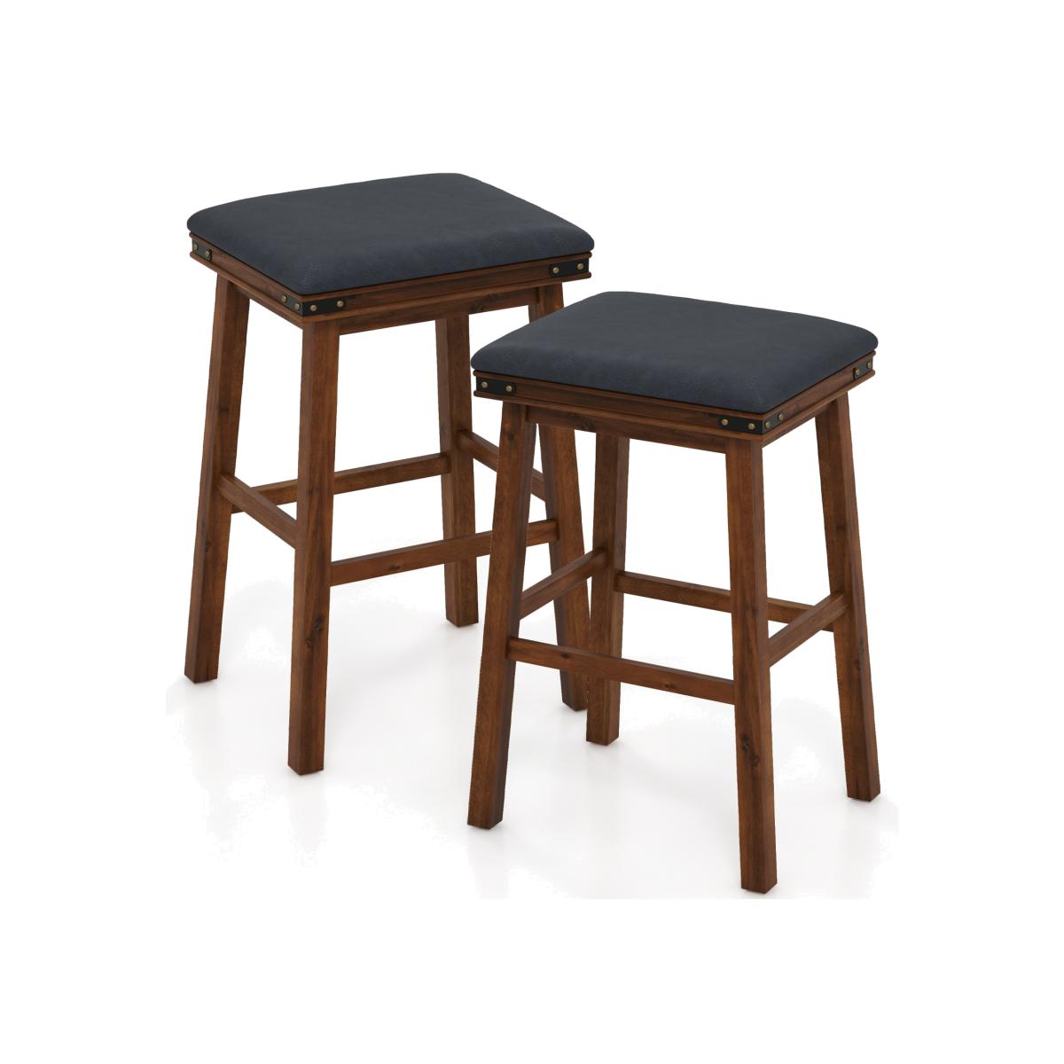 76cm Upholstered Bar Stool Set of 2 - Brown