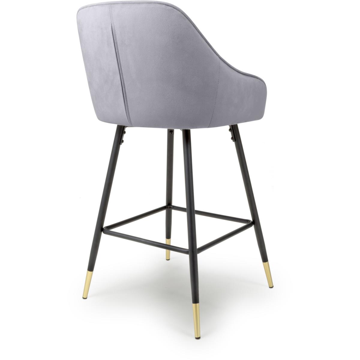 Pair of Savanna Brushed Velvet Bar Stools - Grey – image 2