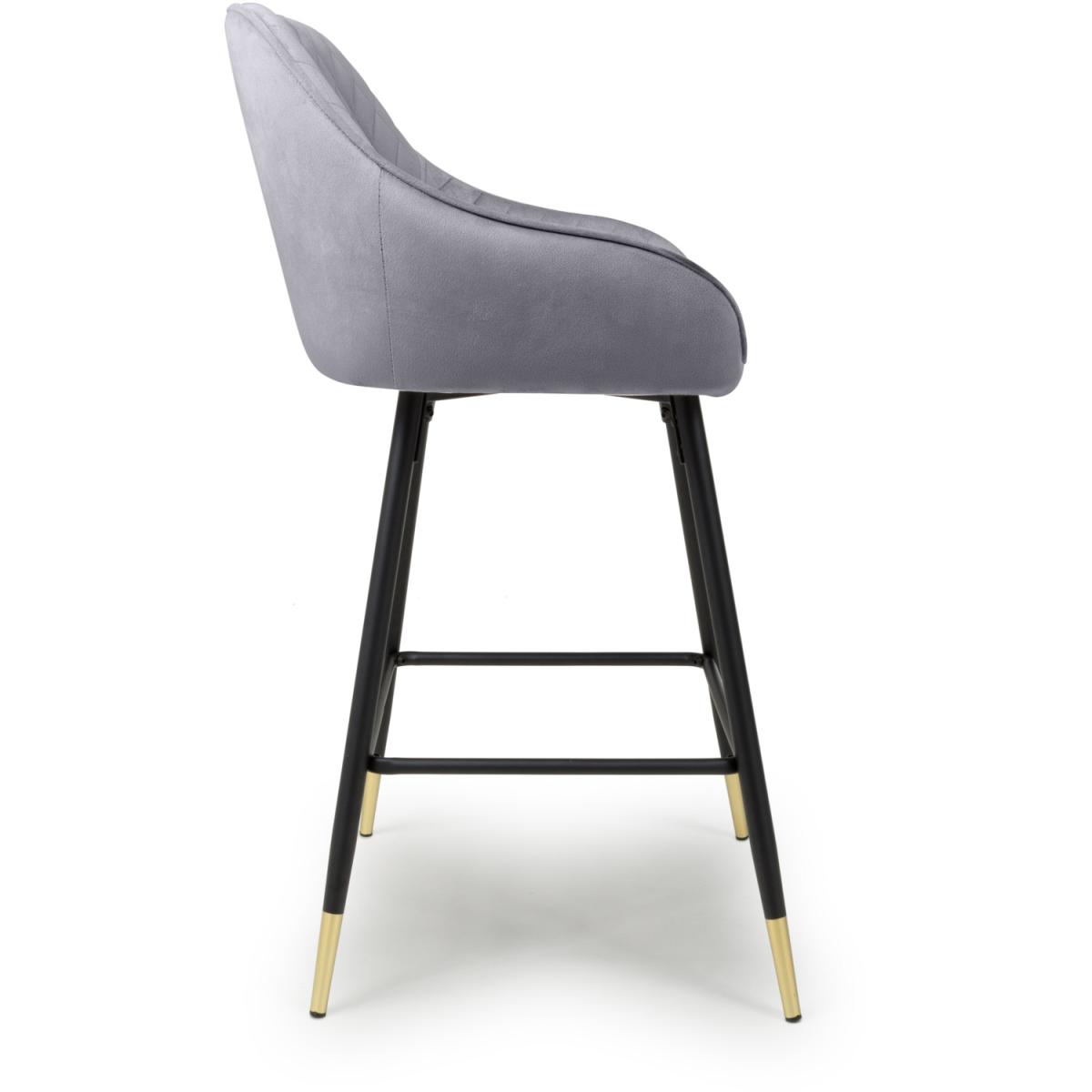 Pair of Savanna Brushed Velvet Bar Stools - Grey – image 3